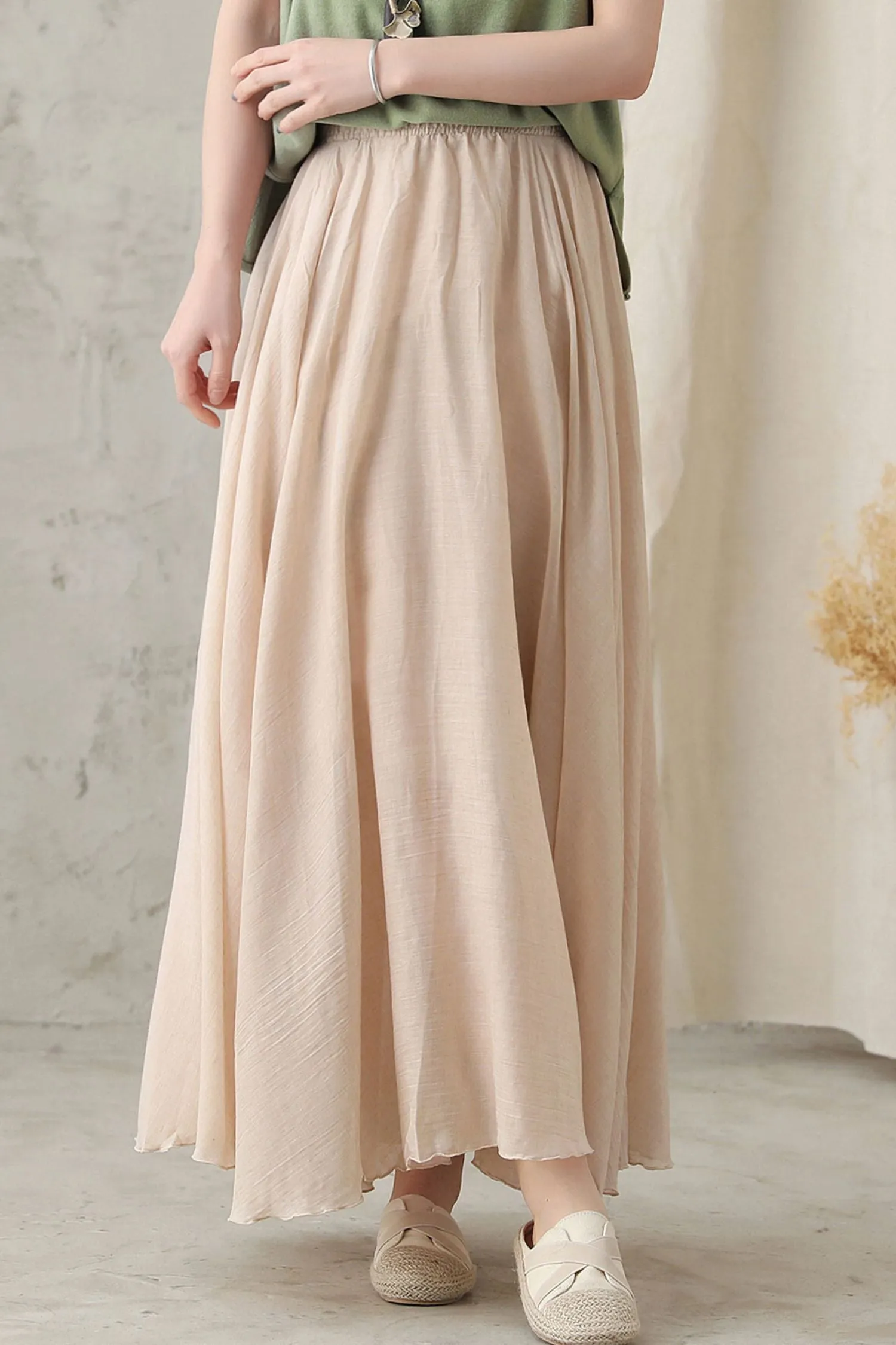 Handmade Flowy Linen Maxi Skirt for Women 2820