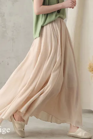 Handmade Flowy Linen Maxi Skirt for Women 2820