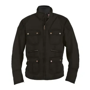 Helstons HUNT Waxed Cotton Motorcycle Jacket - BLACK