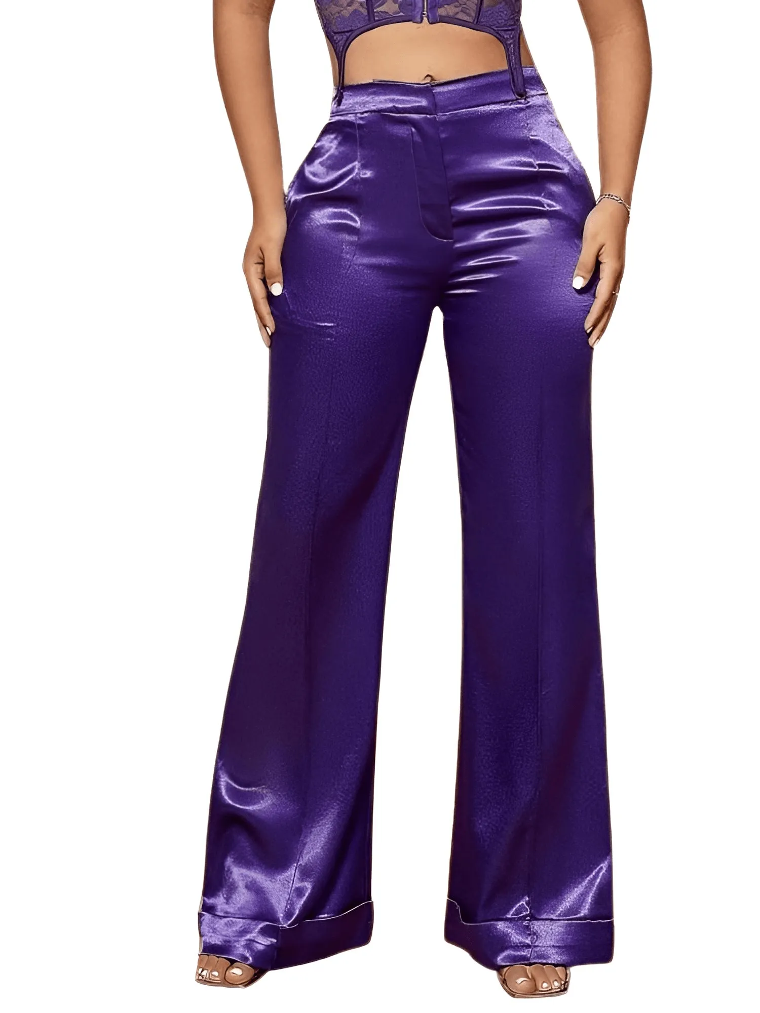 High Waist Women's Flare Leg Satin Pants Elegant Luxury Elegant Spring and Autumn Pants For Women