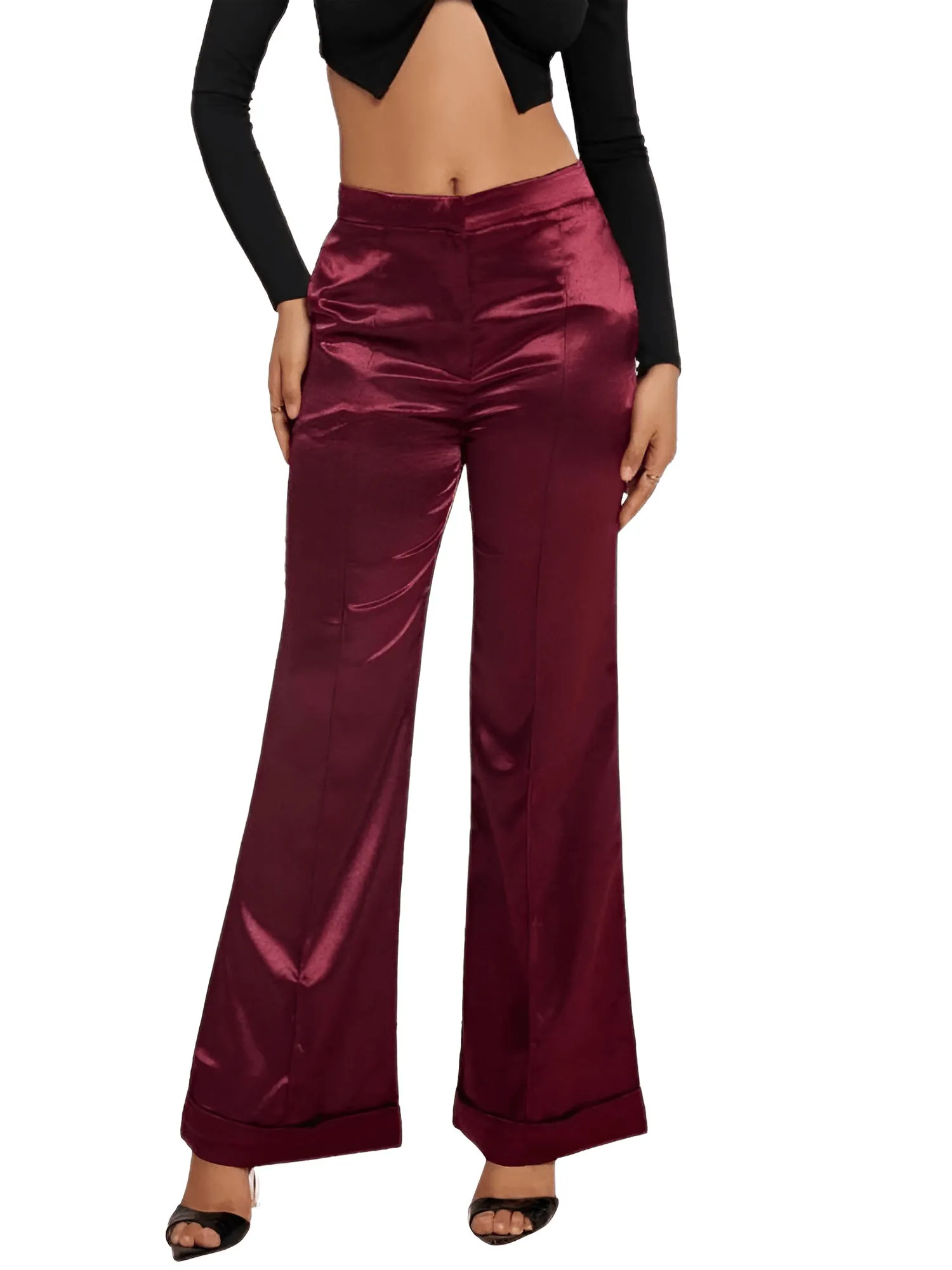 High Waist Women's Flare Leg Satin Pants Elegant Luxury Elegant Spring and Autumn Pants For Women