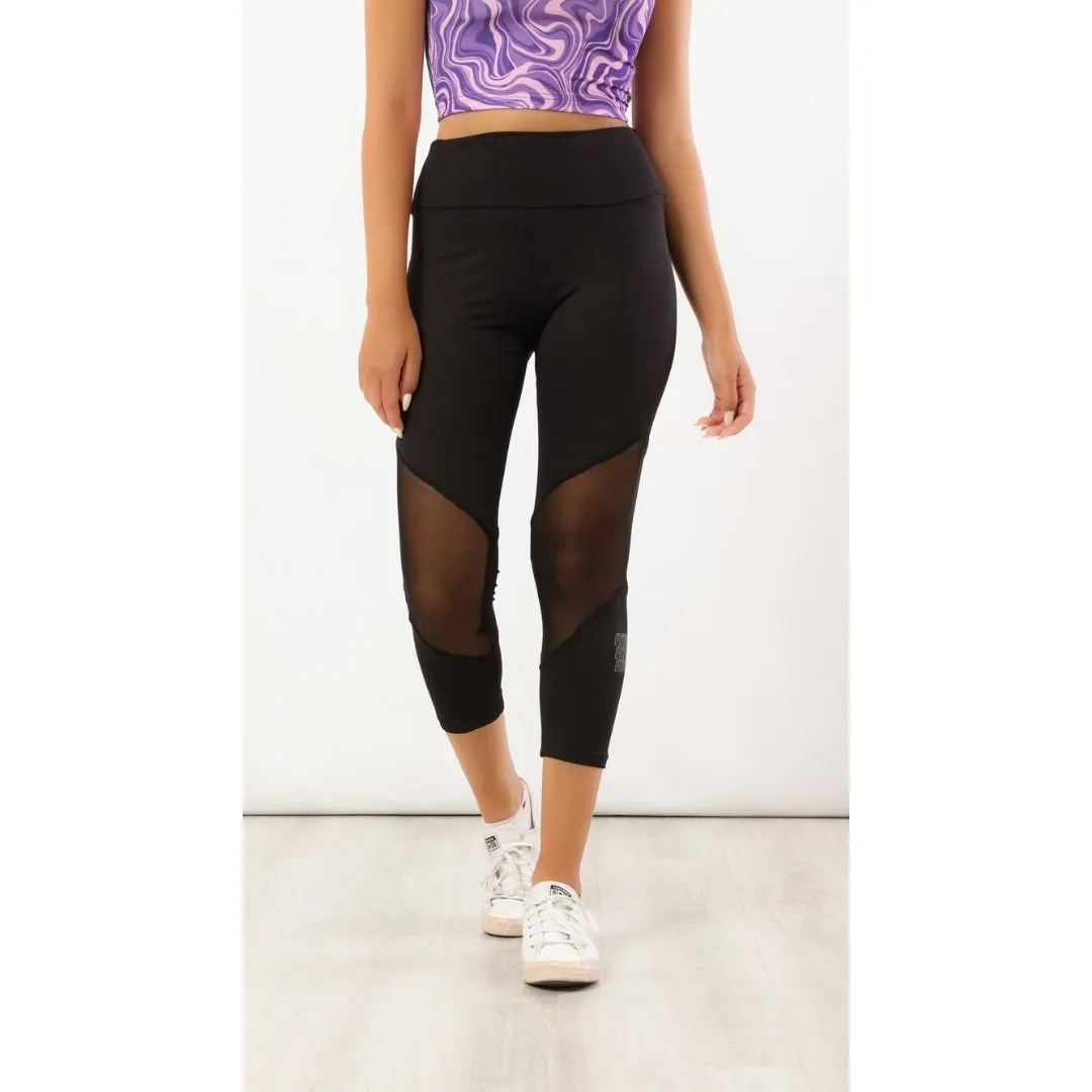 High Waisted Capri Mesh Leggings