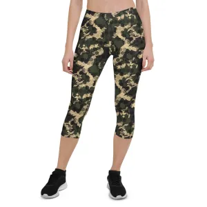 Honeycomb Camouflage Capri Leggings for Active Women