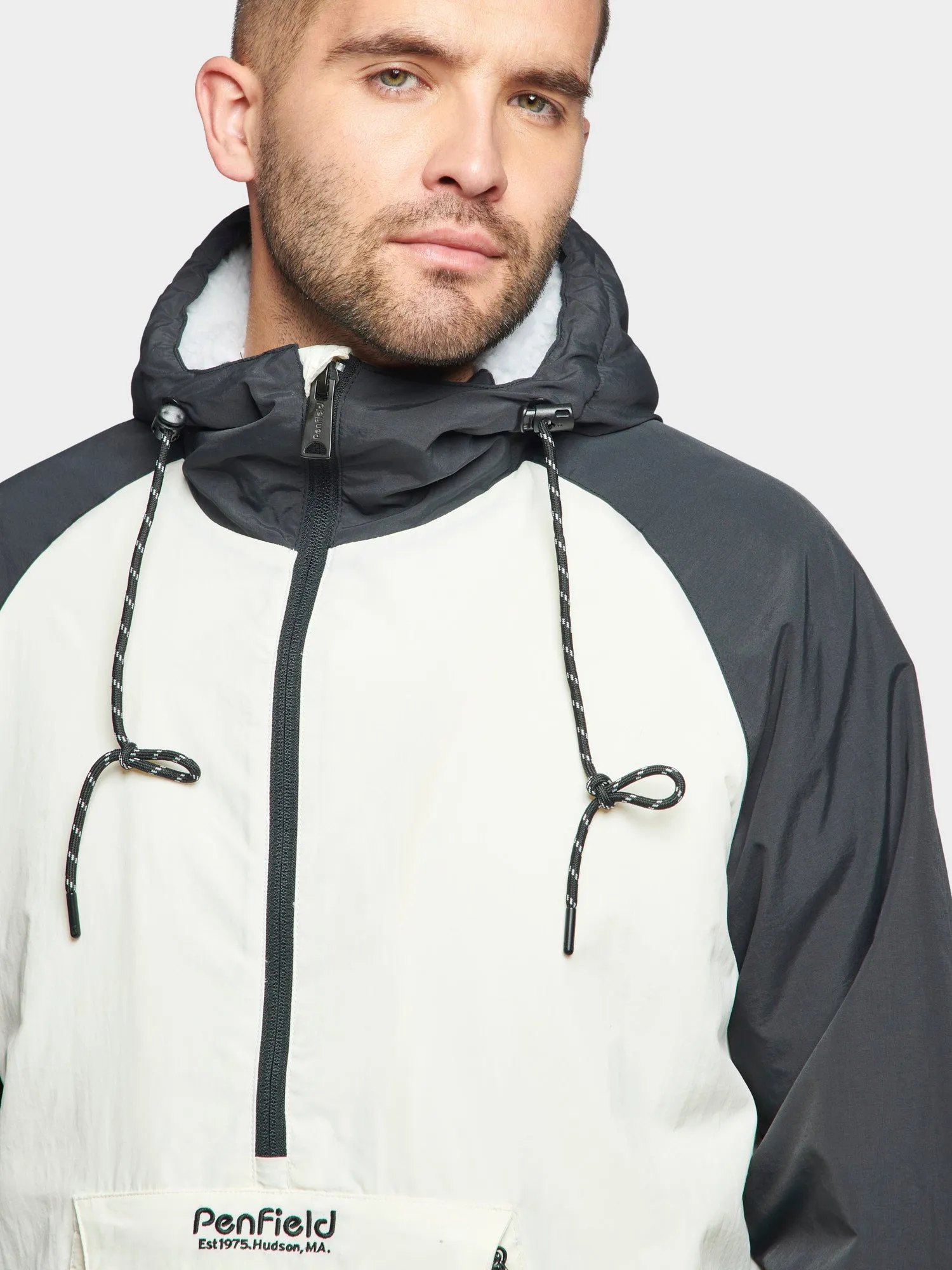 Hudson Script Windbreaker Jacket in Marshmallow