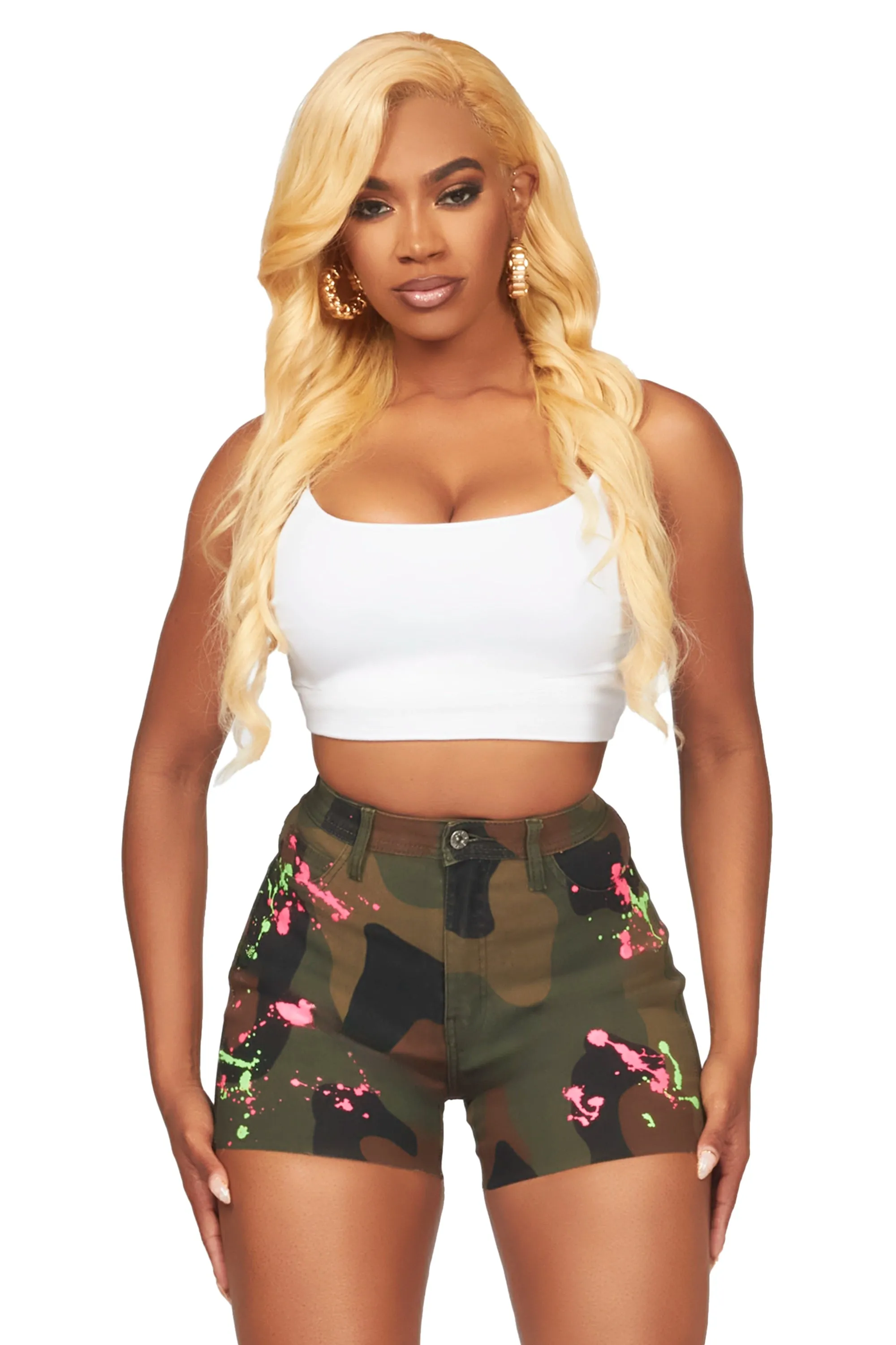 Kaddisha Camo Painted Denim Short