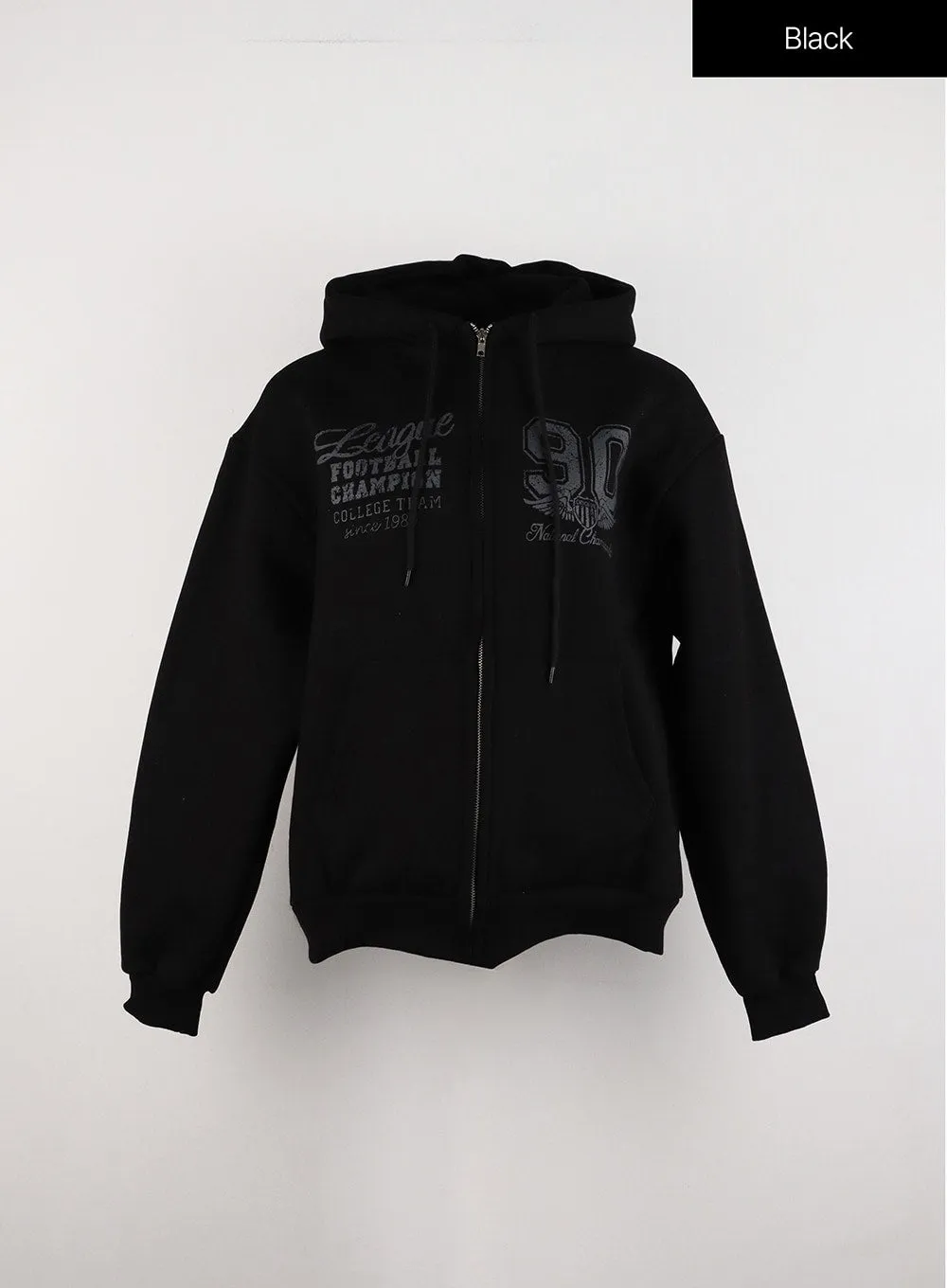 Lettering Graphic Zip-Up Hoodie ID305