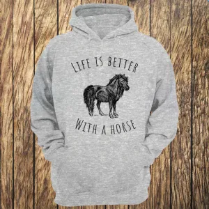 Life Is Better With A Horse Circular Design Unisex Hoodie