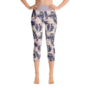 Lilac Leaves Women's Capri Yoga Pants