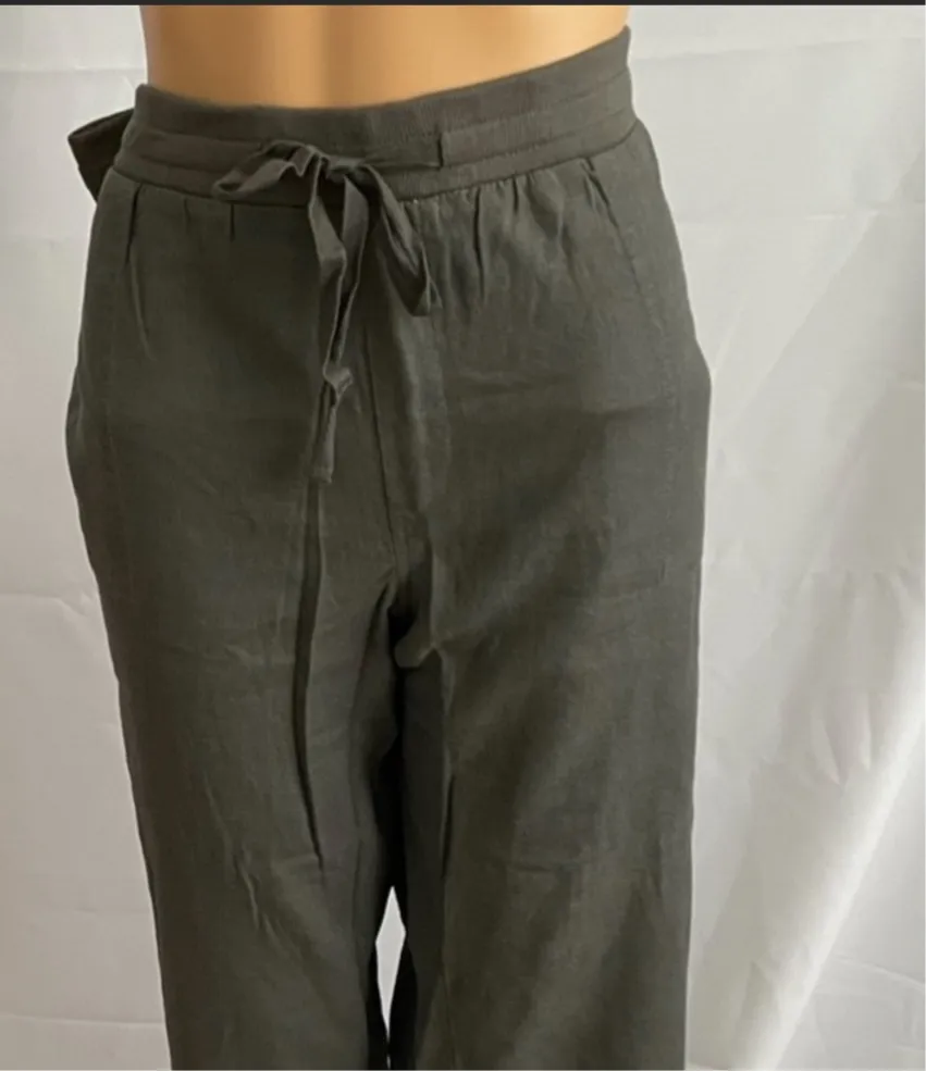 Linen Blend Straight Leg Pants