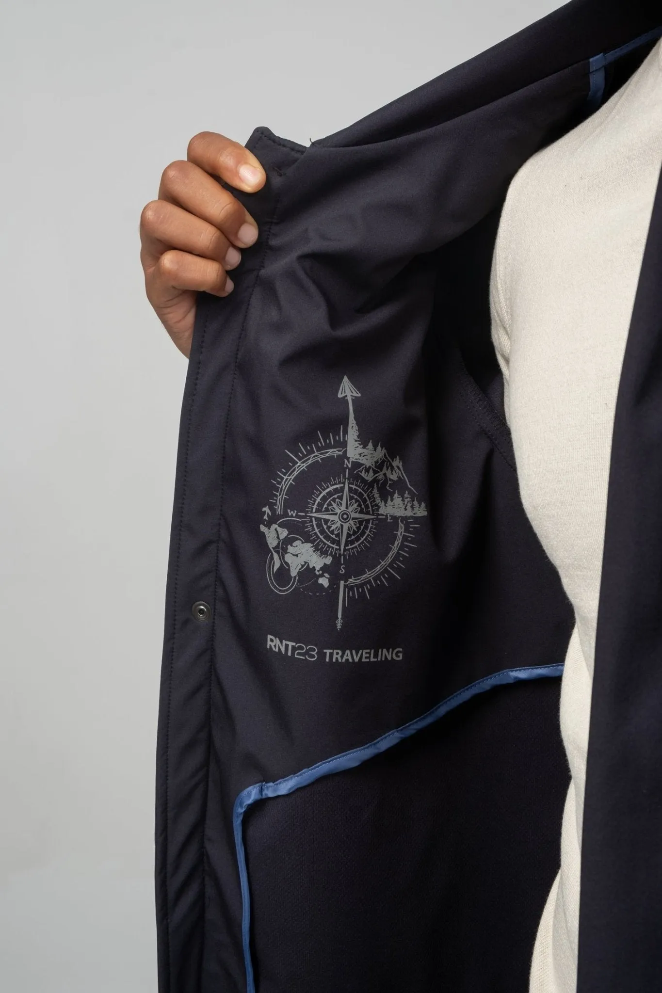 Long Lightweight Windbreaker Coat - Navy