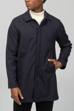 Long Lightweight Windbreaker Coat - Navy