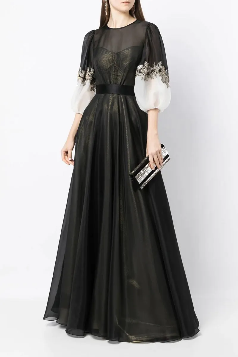 Medeline Black Graceful Maxi Dress