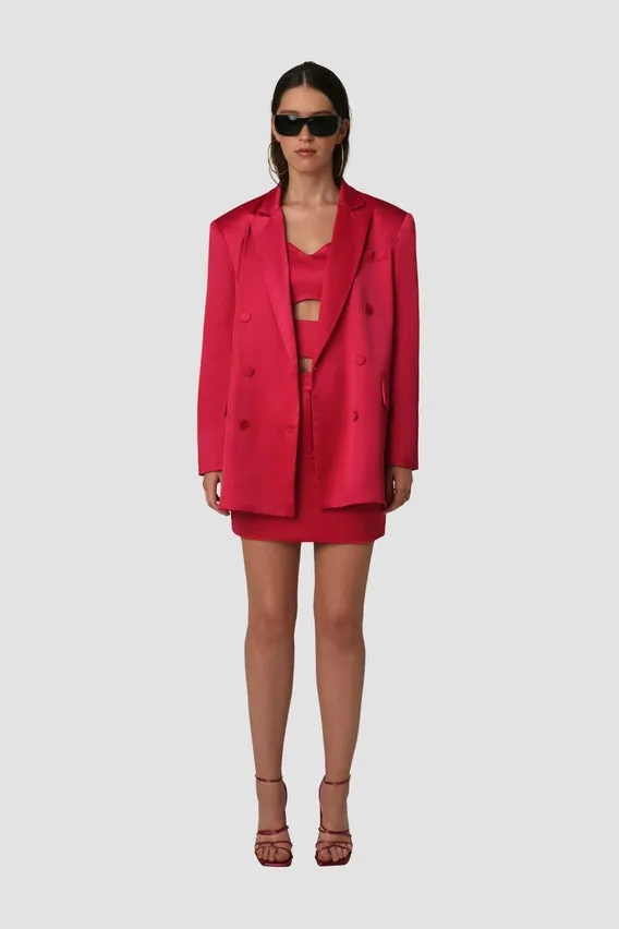 Milana Oversized Double Breast Satin Blazer Jacket