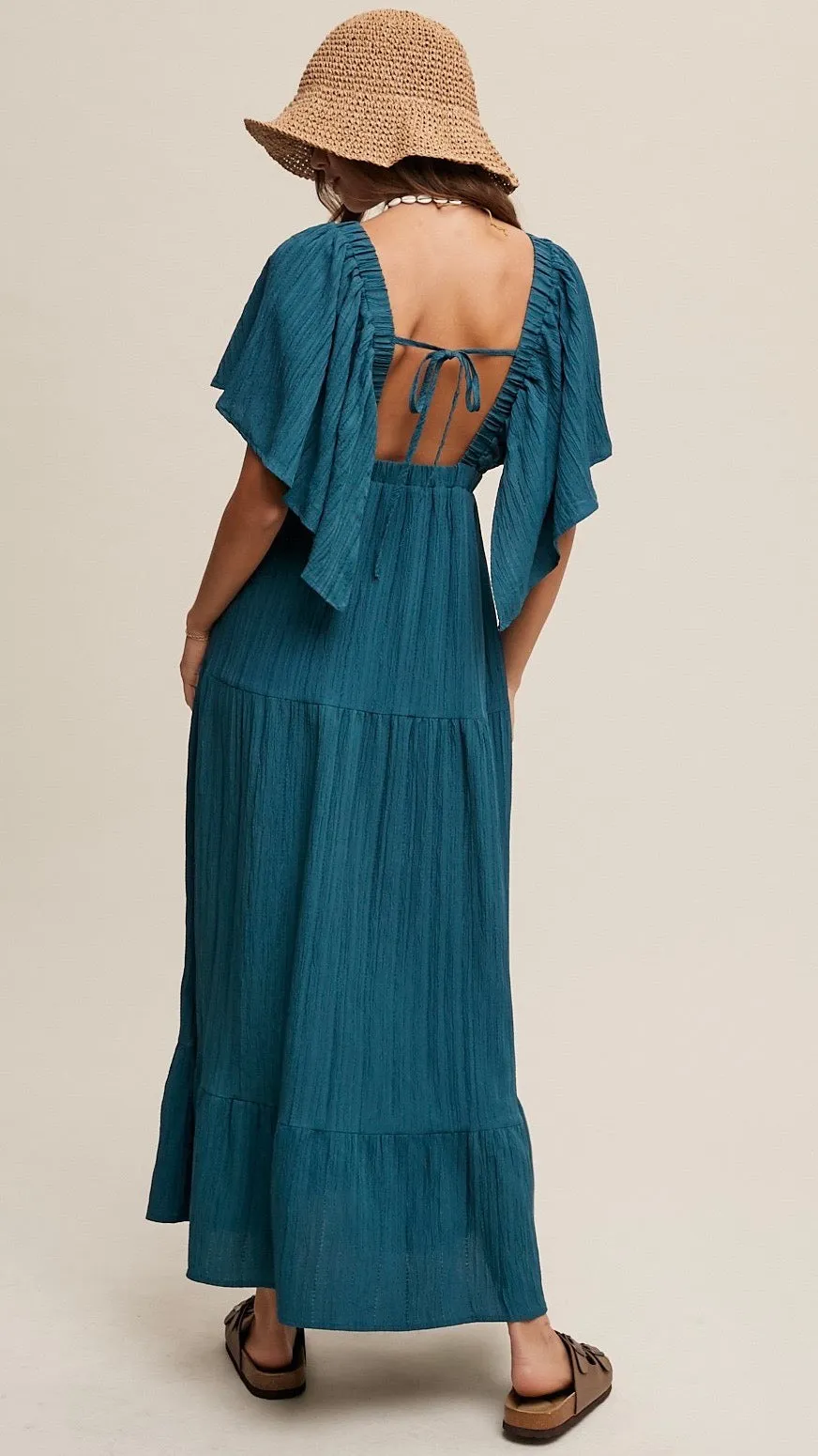 Misha V Neck Maxi Dress Dusty Teal