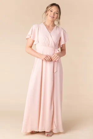 Naples Flutter Sleeve-Peach Blush