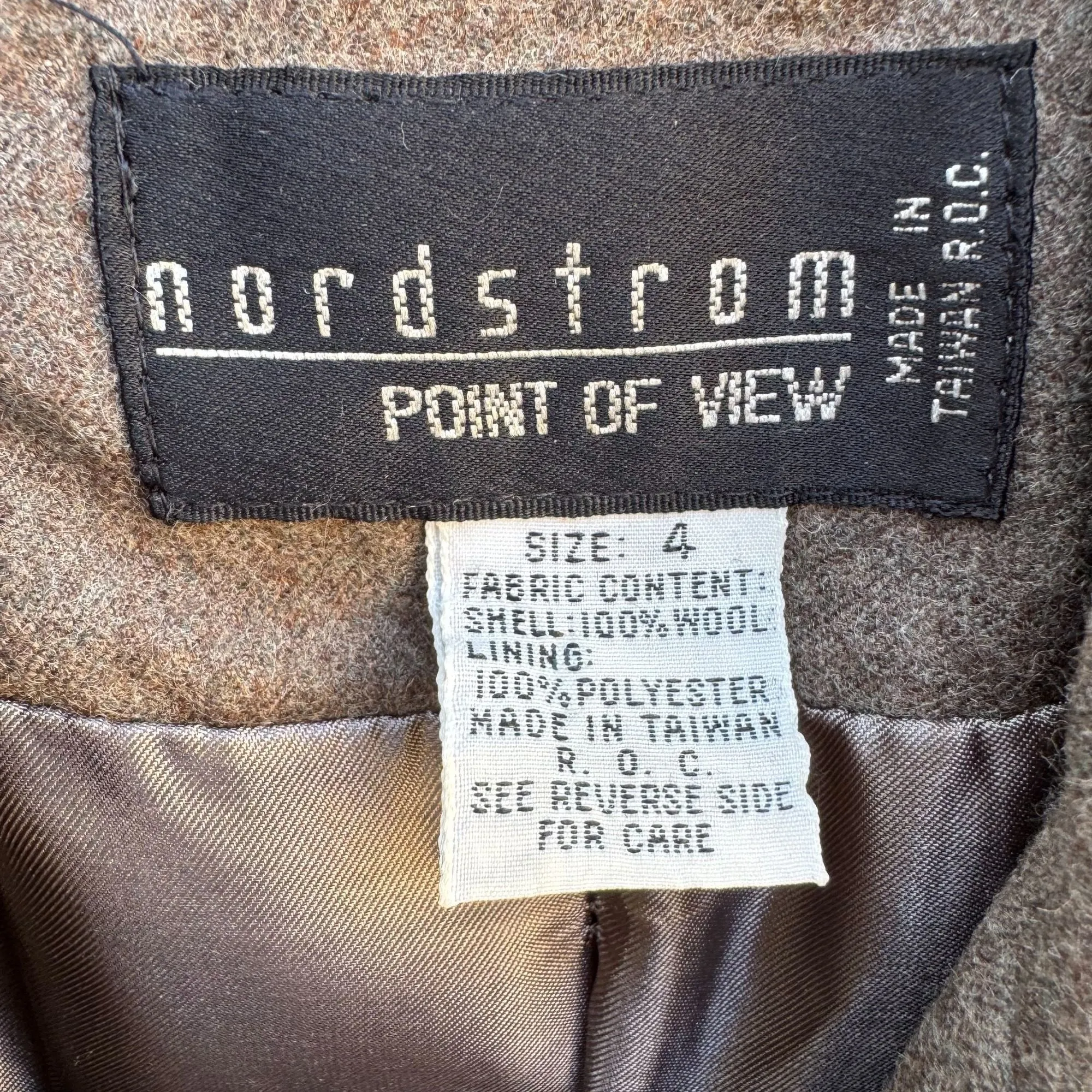 Nordstrom Point Of View Vintage Womens Brown Single Breasted Wool Blazer Jacket 4