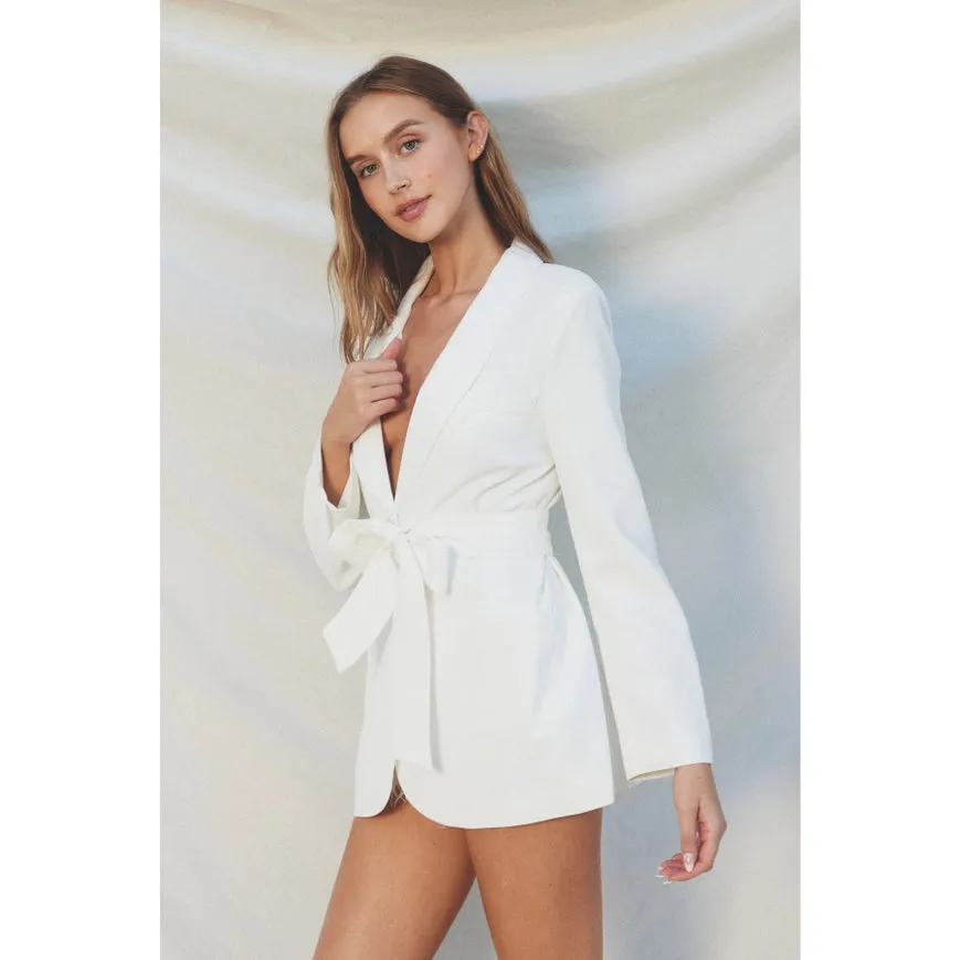 Open Front Blazer Off White