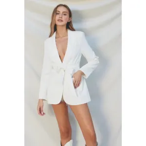 Open Front Blazer Off White