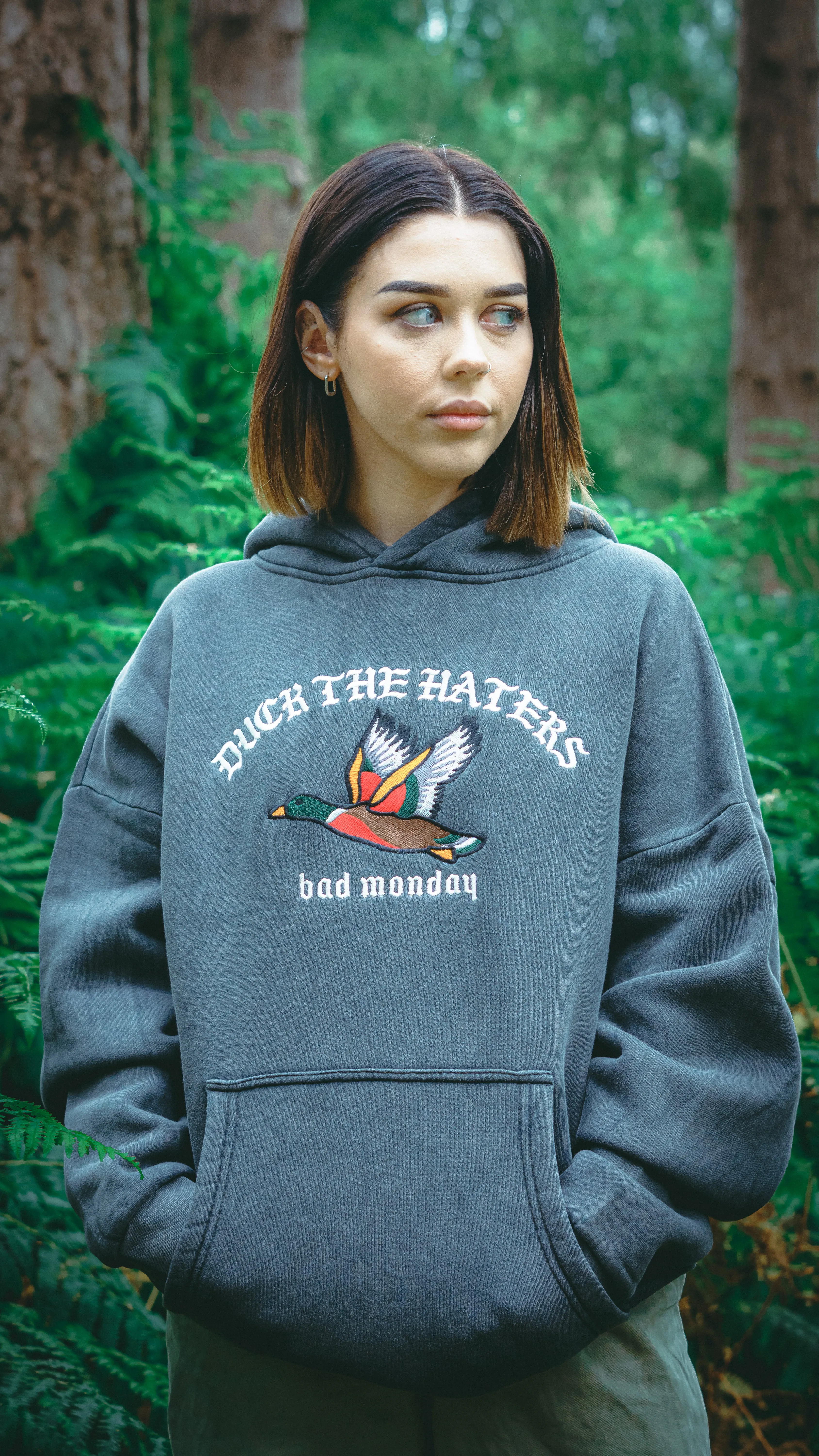 Oversized Duck The Haters Hoodie Vintage