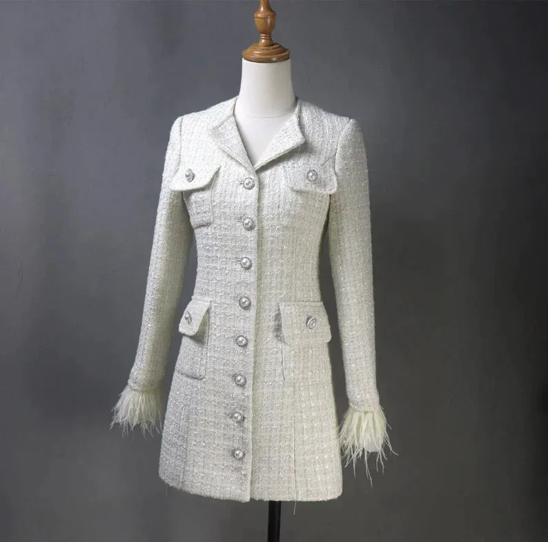 Pink Tweed Jacket Coat Blazer for Women-Tailor Made or hand Made or custom to order