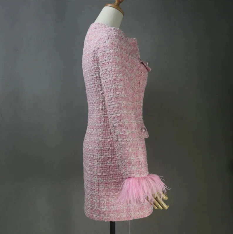 Pink Tweed Jacket Coat Blazer for Women-Tailor Made or hand Made or custom to order