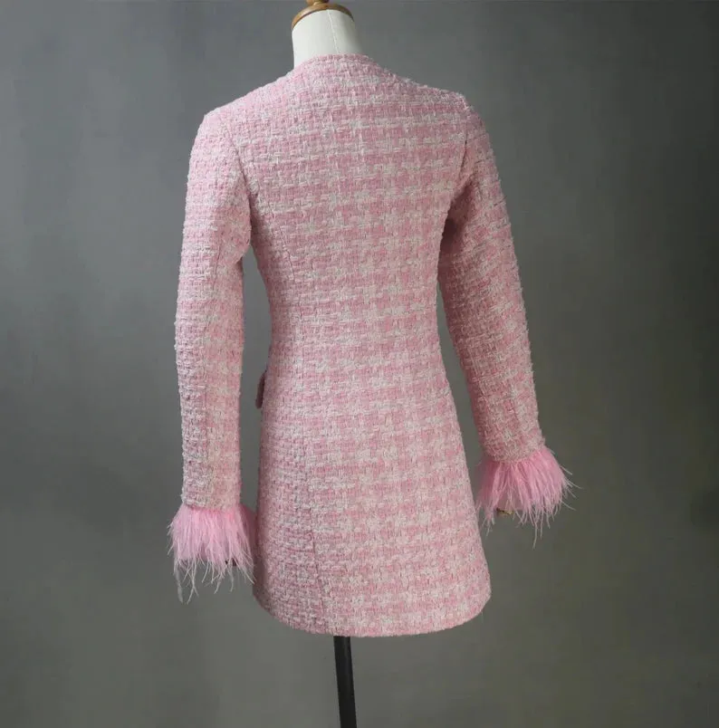 Pink Tweed Jacket Coat Blazer for Women-Tailor Made or hand Made or custom to order