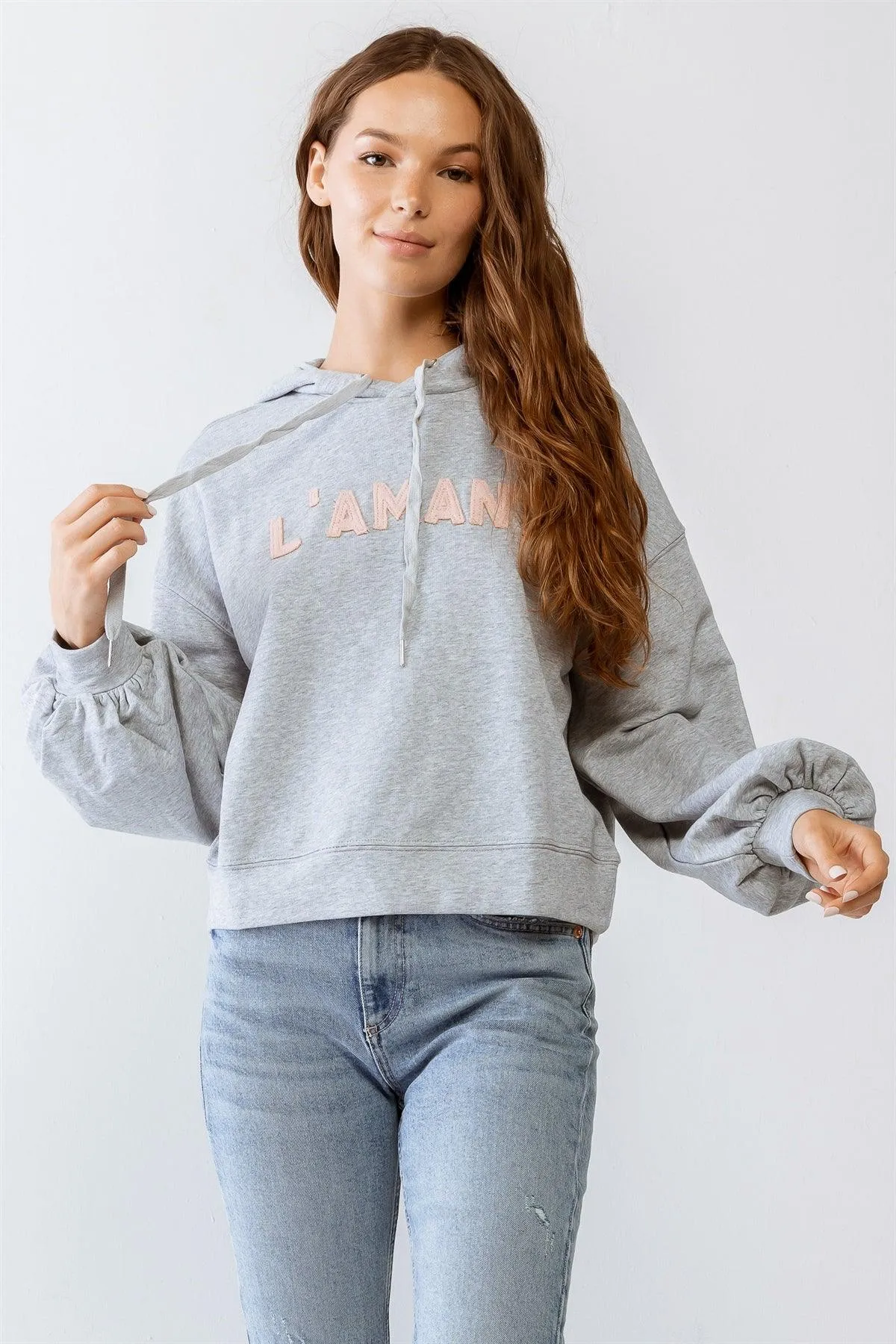 "L'AMANT" Print Long Sleeve Hoodie Sweatshirt /1-2-2-1