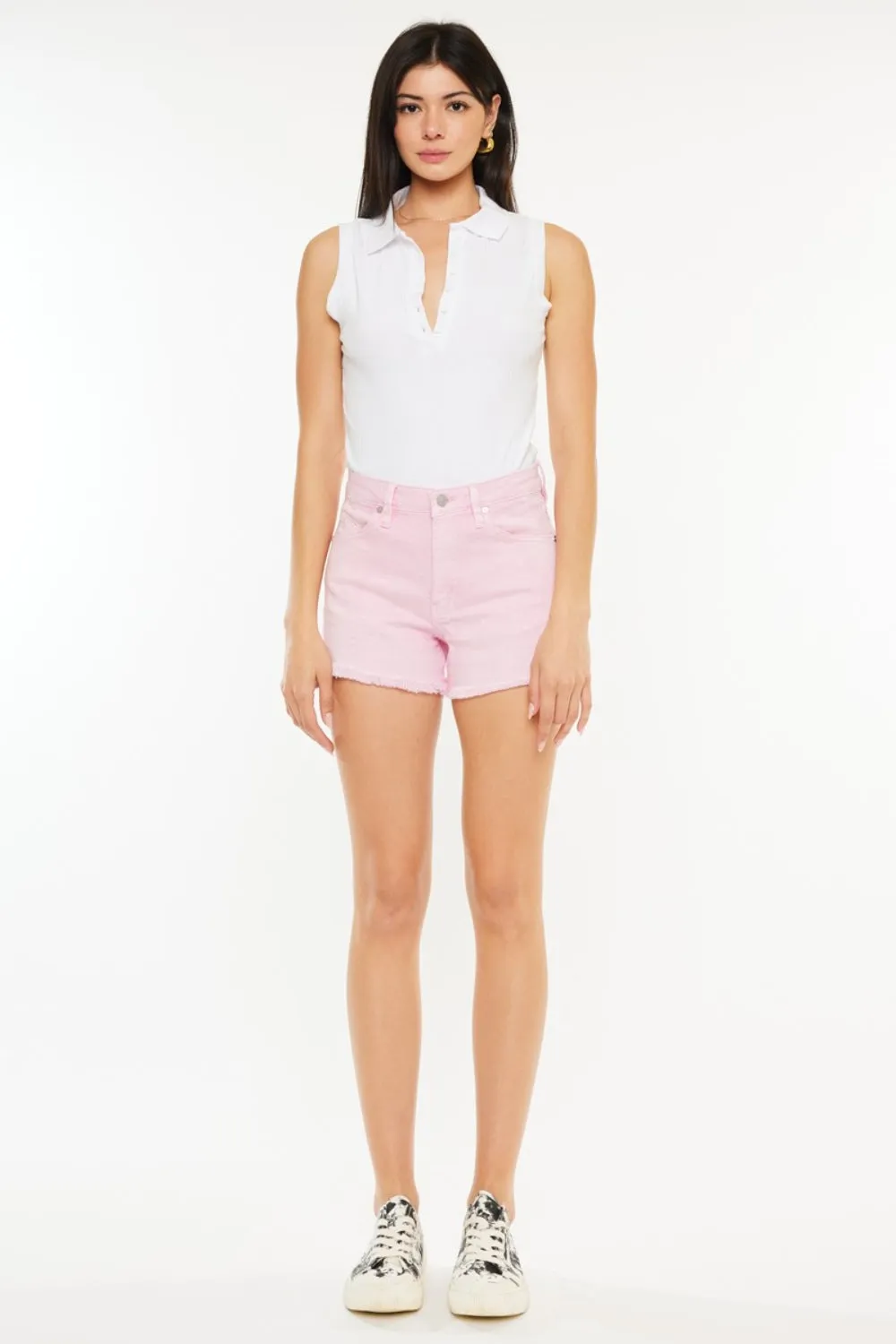 "Women's High Waist Raw Hem Denim Shorts"