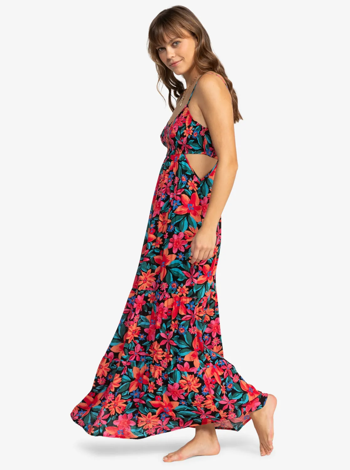 Roxy Hot Tropics Maxi Printed Dress-Anthracite Floral Fiesta Big