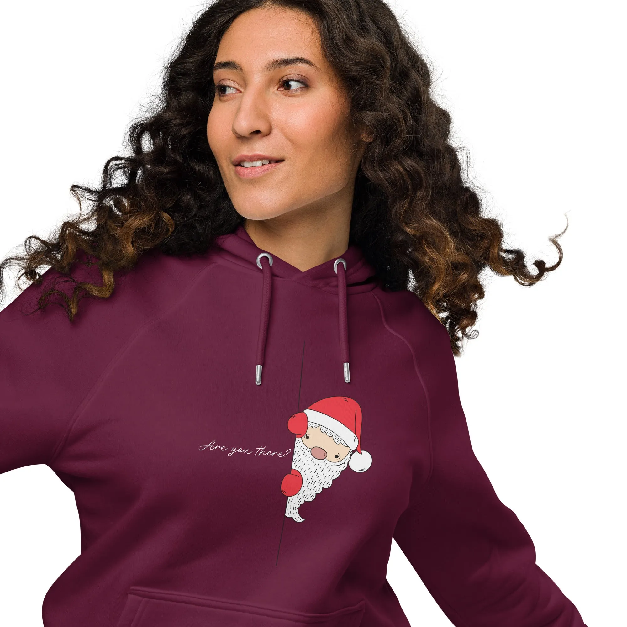 Santa's Surprise White Christmas Graphics Women Eco Raglan Hoodie