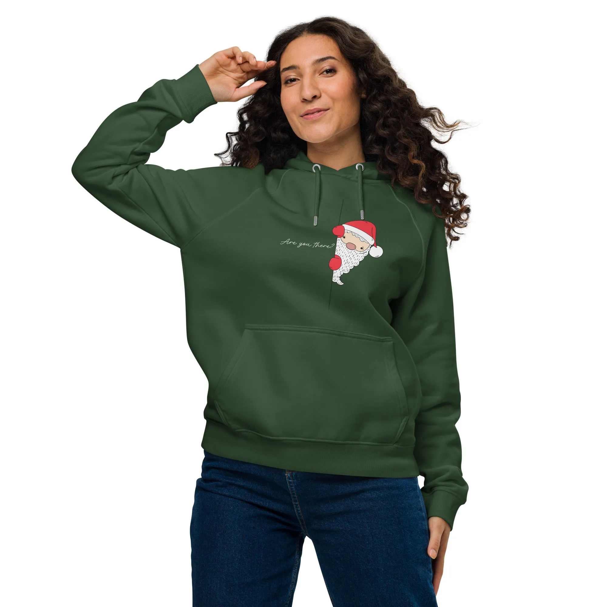 Santa's Surprise White Christmas Graphics Women Eco Raglan Hoodie