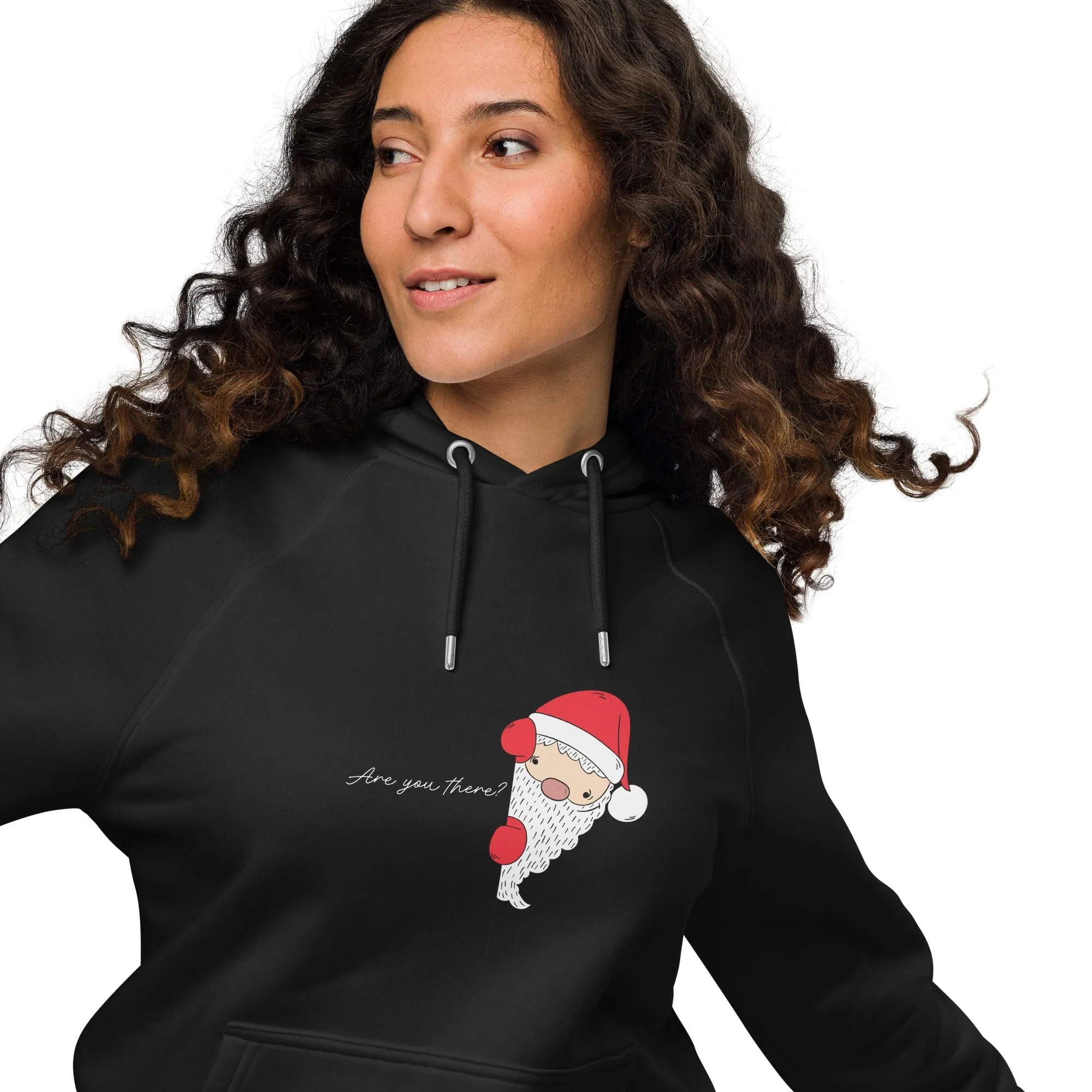 Santa's Surprise White Christmas Graphics Women Eco Raglan Hoodie