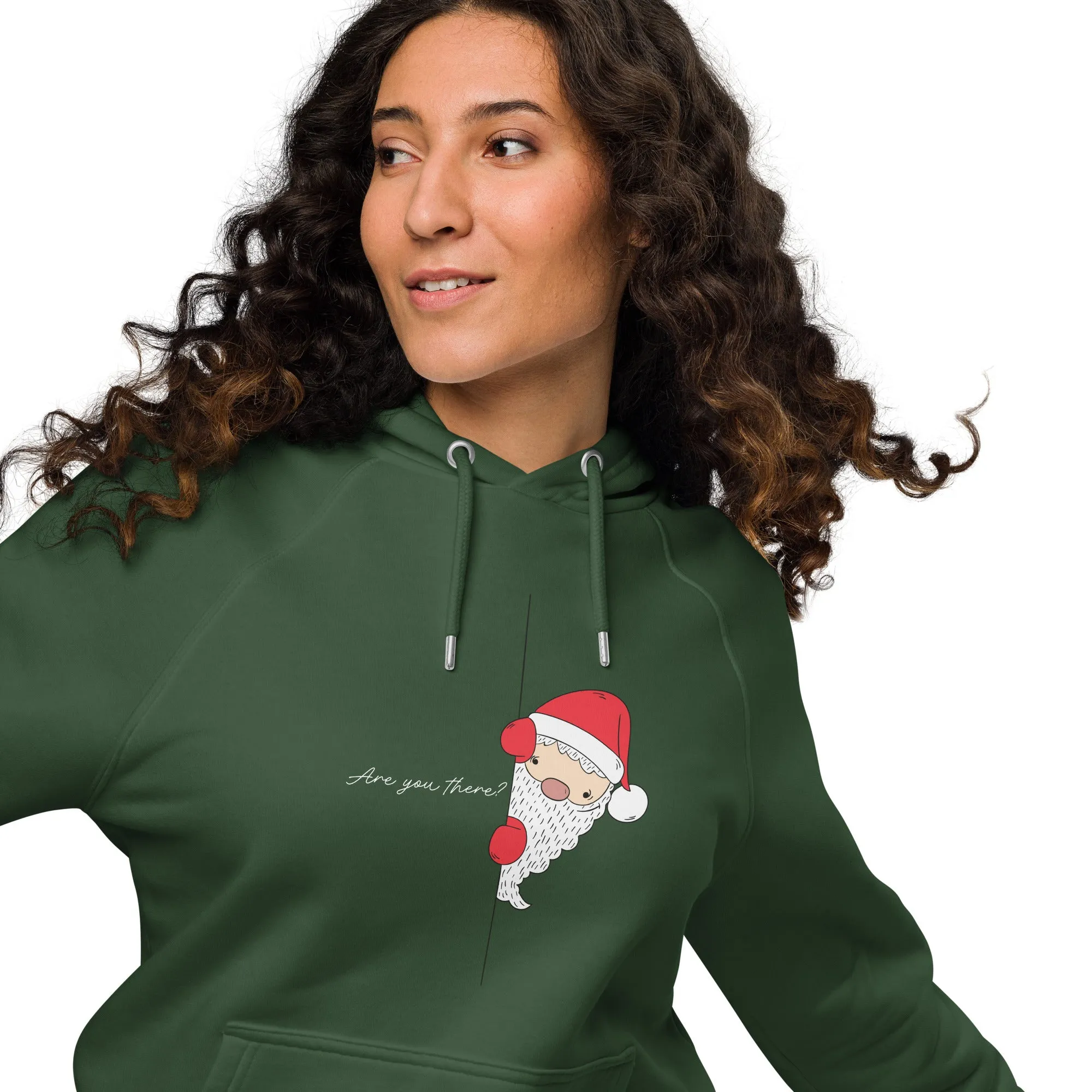 Santa's Surprise White Christmas Graphics Women Eco Raglan Hoodie