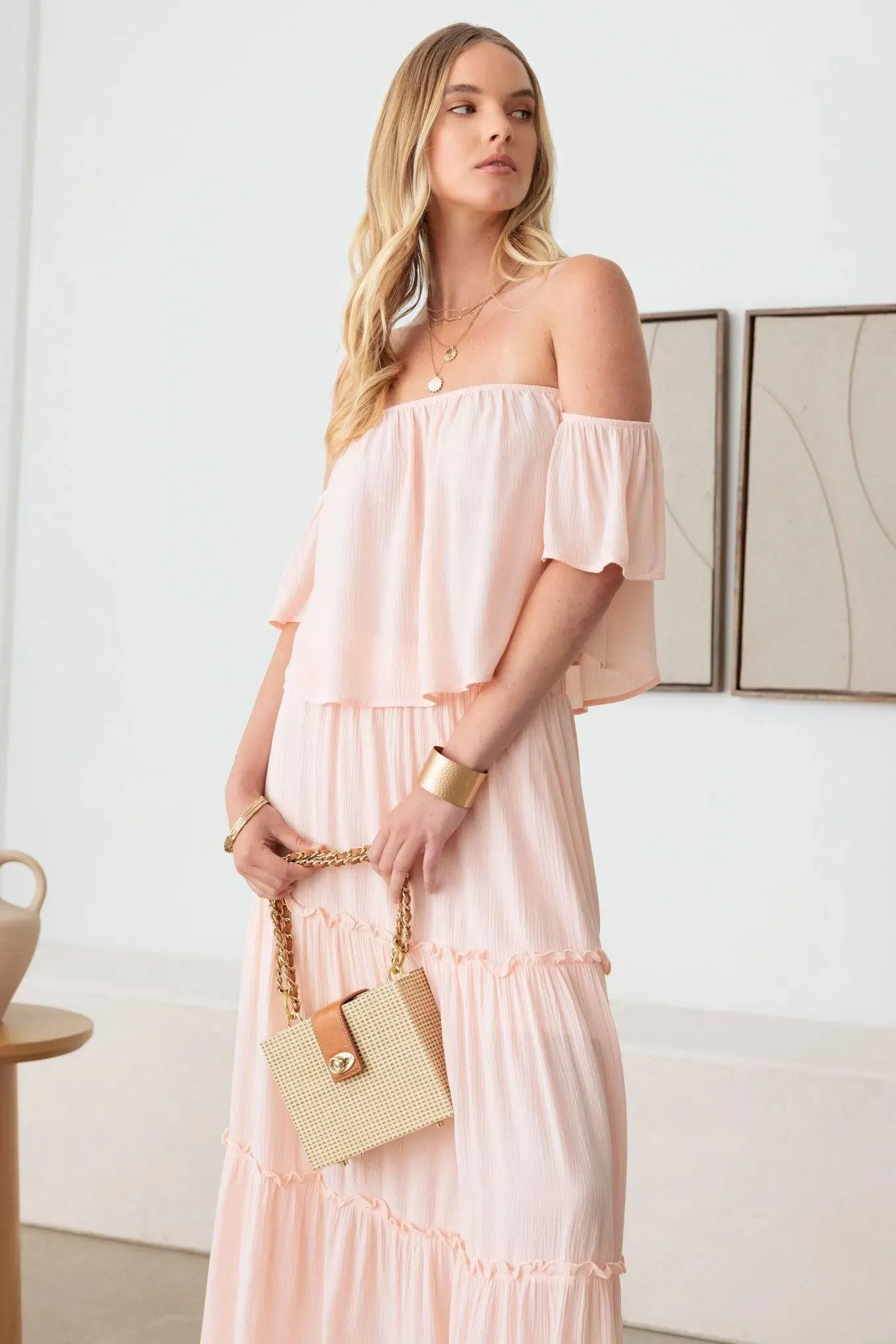 Sheer Off Shoulder Top & Maxi Skirt Set