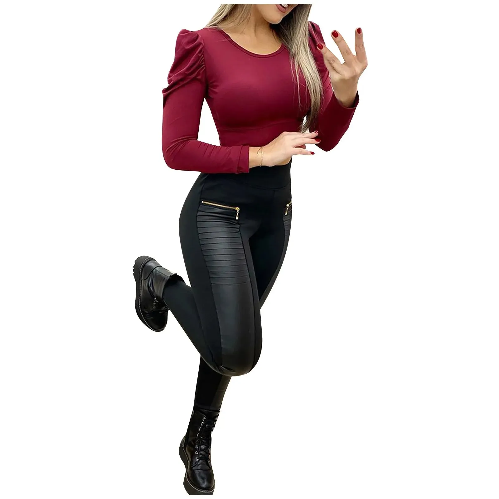 Sleek Women's High-Waist Skinny Pants with Stretch Fit and Butt-Lifting Design