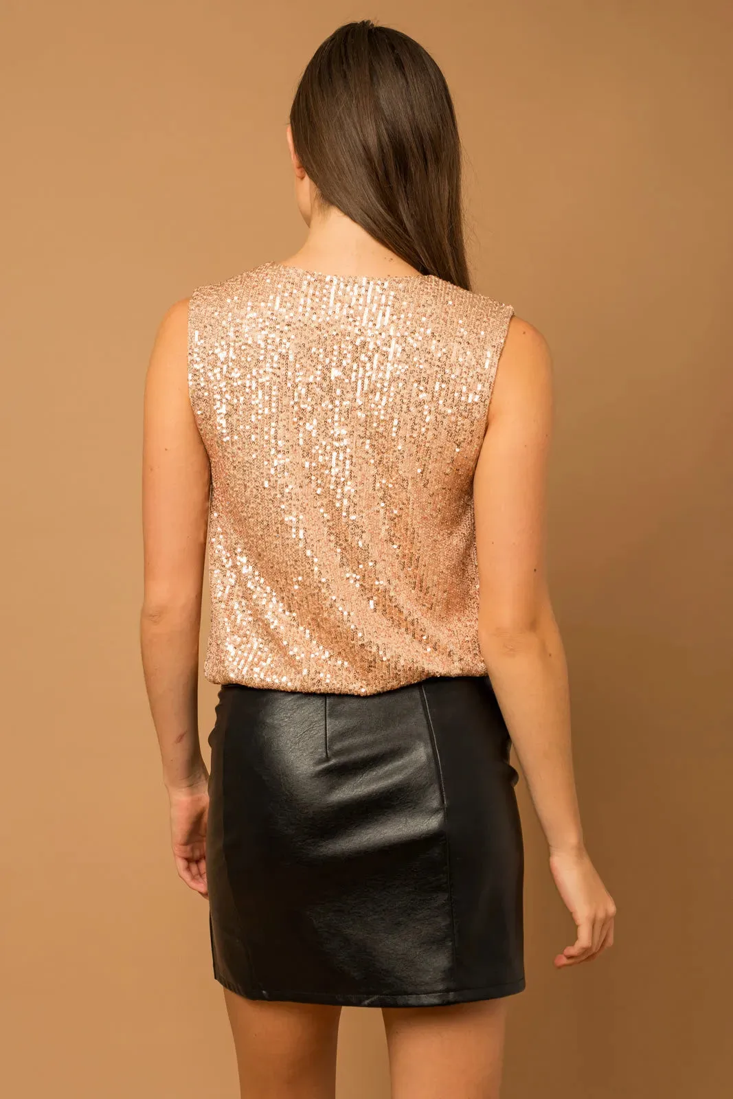 Sleeveless Sequin Wrap Bodysuit