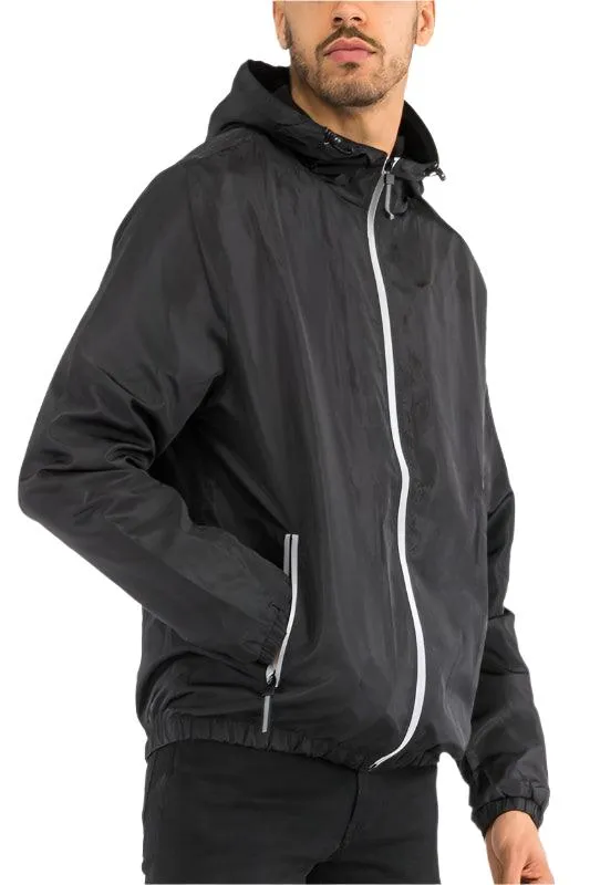 Solid Hooded Lightweight Windbreaker Jacket