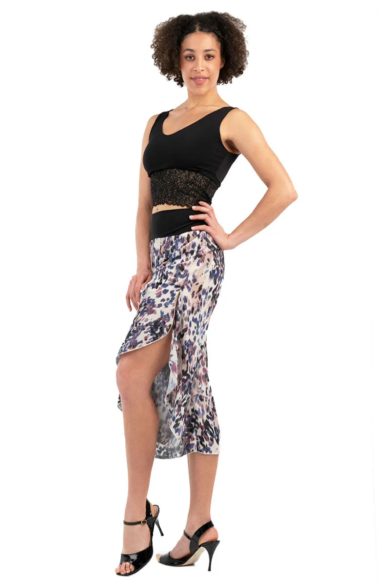 Spot Print Satin Capri Pants (S)