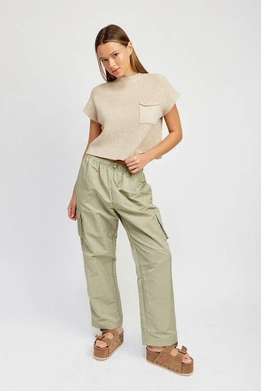 Straight Leg Pants Elastic Waist Band