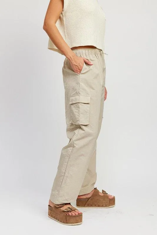 Straight Leg Pants Elastic Waist Band