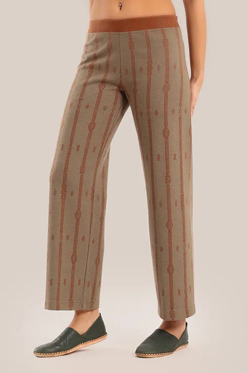 Straight-leg striped jacquard pants