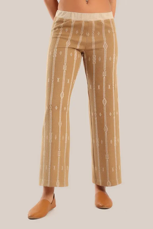 Straight-leg striped jacquard pants