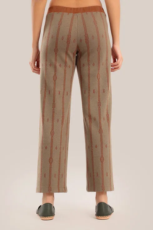 Straight-leg striped jacquard pants