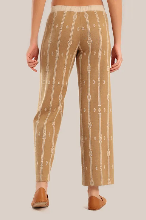 Straight-leg striped jacquard pants