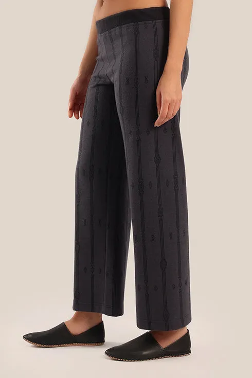 Straight-leg striped jacquard pants