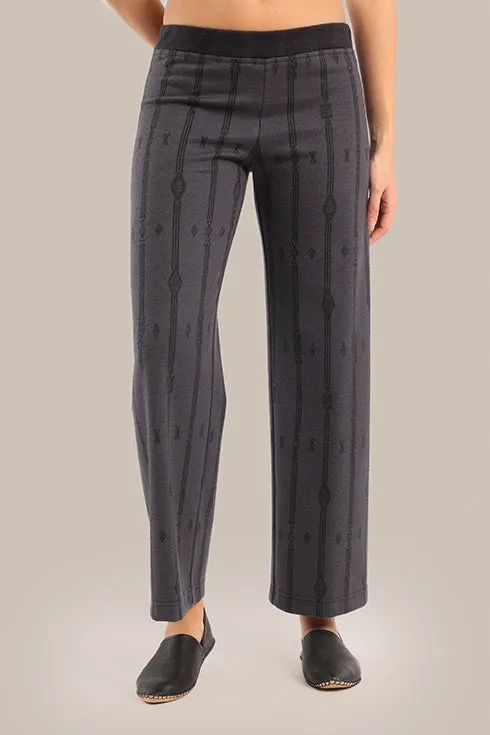 Straight-leg striped jacquard pants