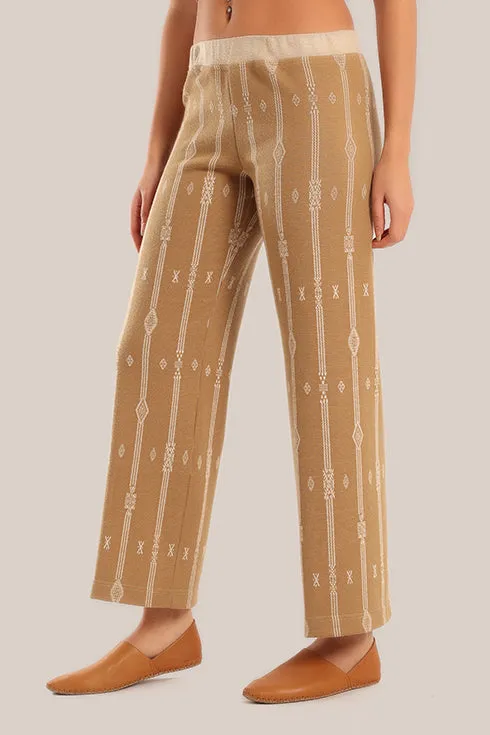 Straight-leg striped jacquard pants