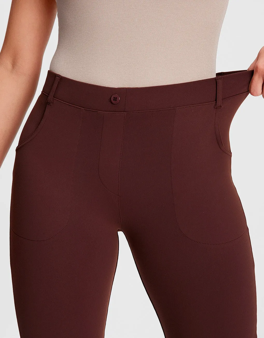 Straight Leg Yoga Dress Pants, 4 Pockets (Burgundy)