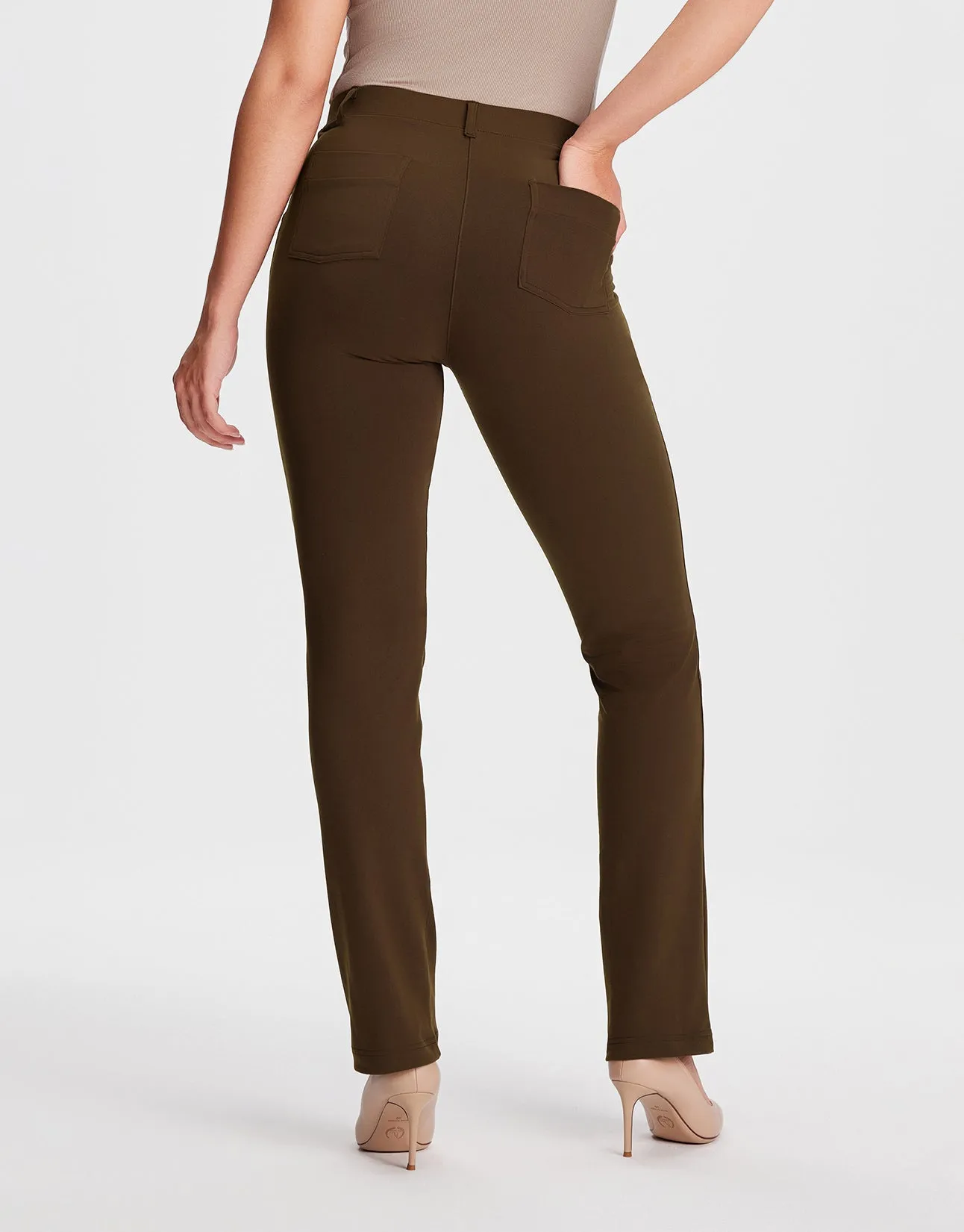 Straight Leg Yoga Dress Pants, 4 Pockets (Espresso)