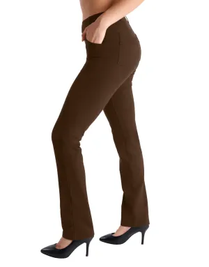 Straight Leg Yoga Dress Pants, 4 Pockets (Walnut)